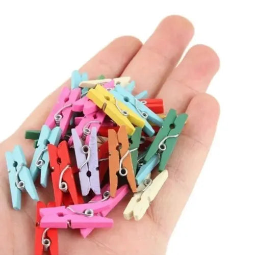100lü Renkli Ahşap Mandal Seti 2.5 cm