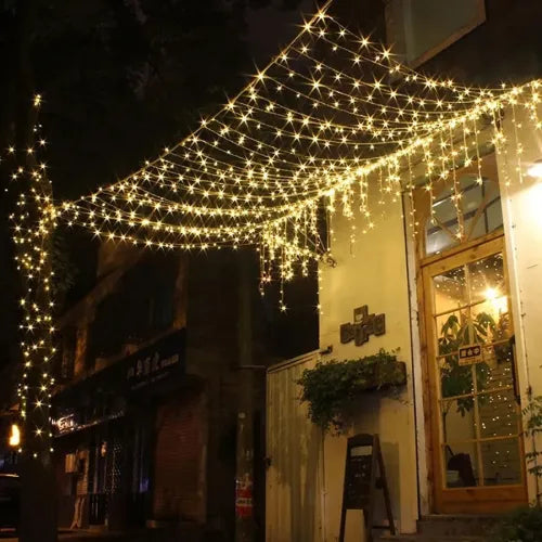 10m 100 LED Damla Uçlu Beyaz Işık Şeffaf Kablo