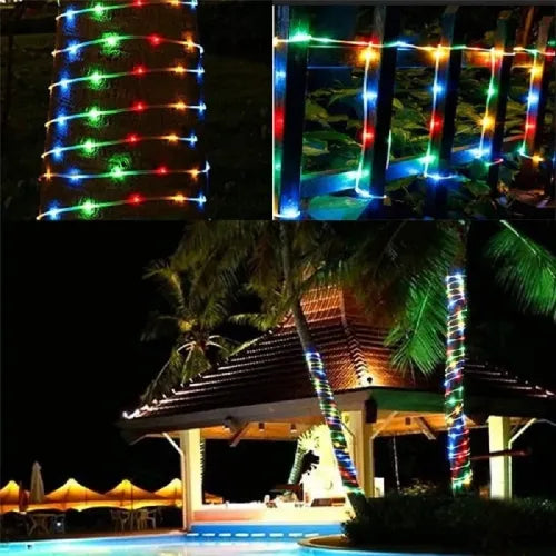 10 Metre 100 LED Solar RGB Işık Şeffaf Kablolu