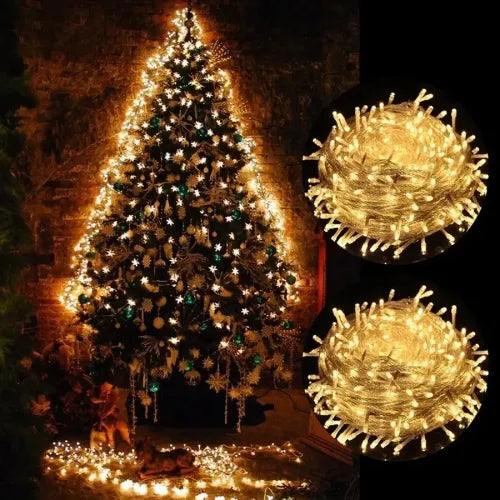 10m 60 LED Pilli 2 Kademeli Gün Işığı Şeffaf Kablo