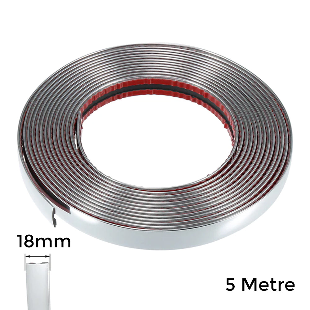 Yapışkanlı Nikelaj Şerit Bant Çıta 18mm 5 Metre Krom