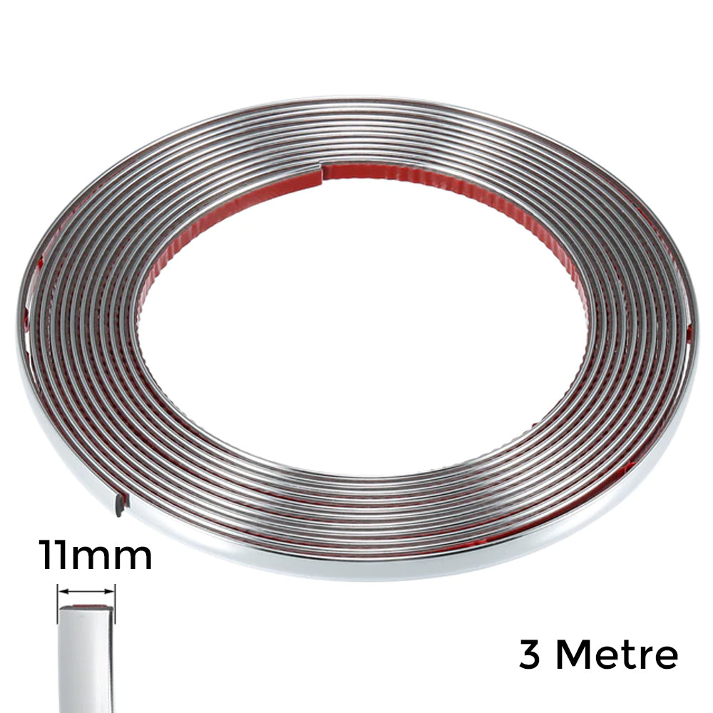 Yapışkanlı Nikelaj Şerit Bant Çıta 11mm 3 Metre Krom