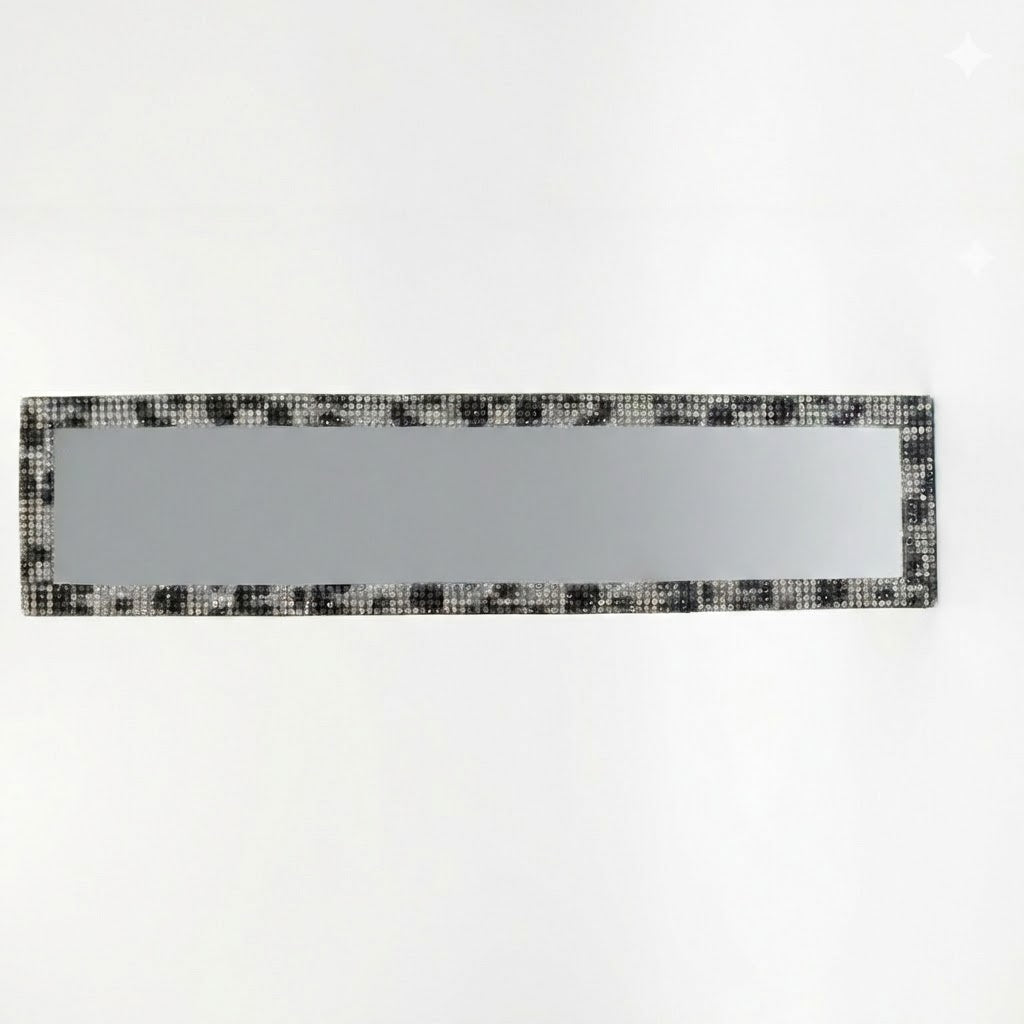 Kristal Taşlı İç Dikiz Aynası Tırnaklı Ayna 29,5x7cm Leopar Desenli