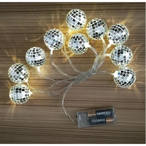 2m 10 LED Pilli Disko Toplu Işık