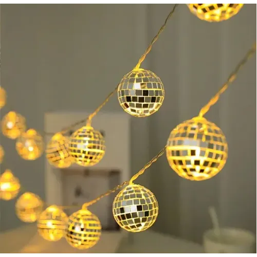 2m 10 LED Pilli Disko Toplu Işık