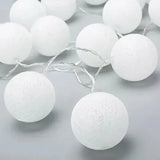 2m 10'lu Işıklı Beyaz Top Dekoratif Süs