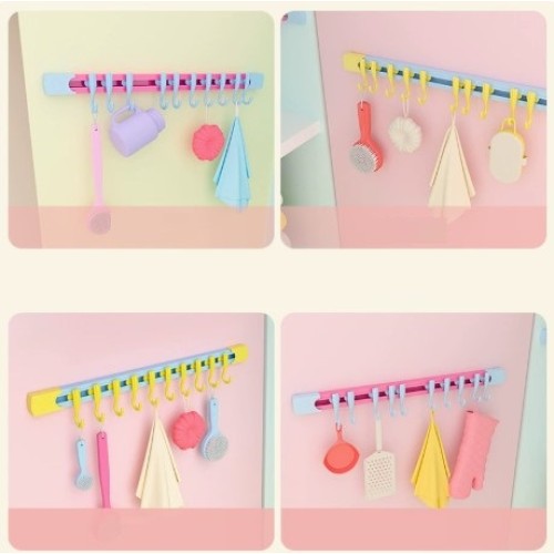 10 Kancalı Raylı Mutfak ve Banyo Düzenleyici Askı 30 cm