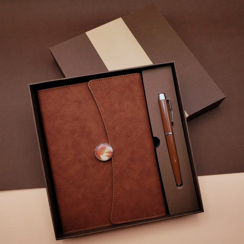 Özel Kutulu Deri Defter Ve Roller Kalem Seti