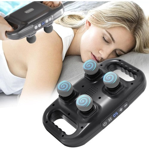 4 Başlıklı Masaj Tabancası - Ergonomik Derin Doku Sırt ve Boyun Masaj Aleti Ağrı ve Sızı Giderici