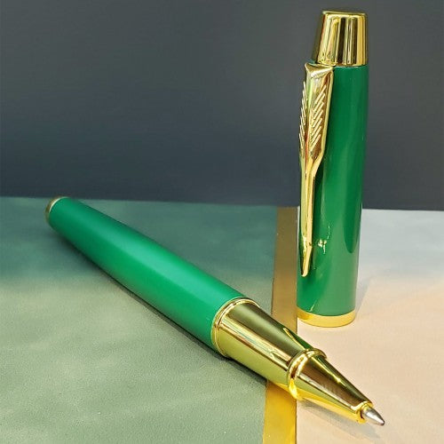 Yeşil Şeritli Defter Ve Yeşil Metal Kalem Set