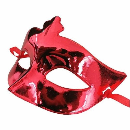 Kırmızı Renk Ekstra Parlak Balo Maskesi 15x10 cm