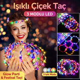 Renkli LED Çiçek Taç – 3 Işık Modlu