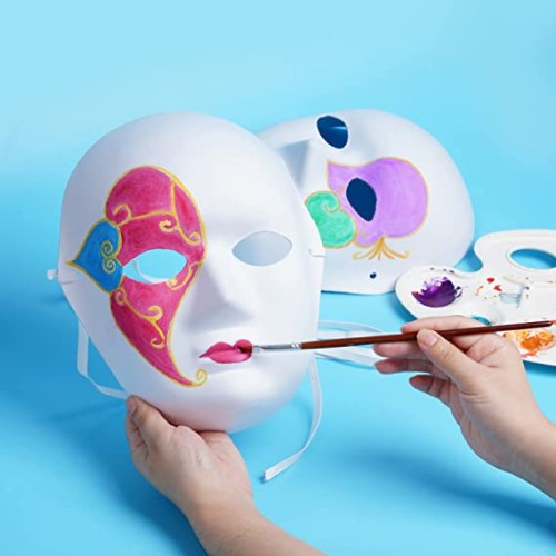 Beyaz Renk Boyanabilir Tam Yüz Cosplay Maske 24x18 cm
