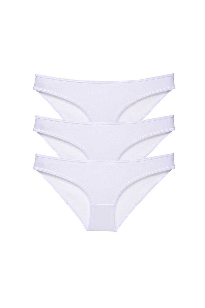 3 adet Süper Eko Set Likralı Kadın Slip Külot Beyaz