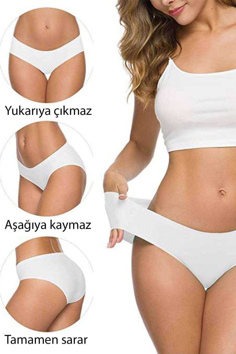 4 Adet Kadın Dikişsiz Lazer Kesim Esnek İz yapmayan Külot S4