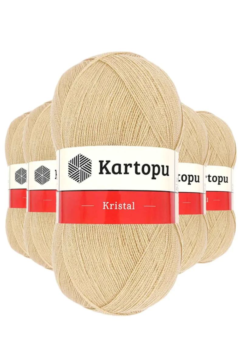 5 Adet Kristal Çift Katlı El Örgü Lif İpi Sütlü Kahve K884 - kartopu mudanis