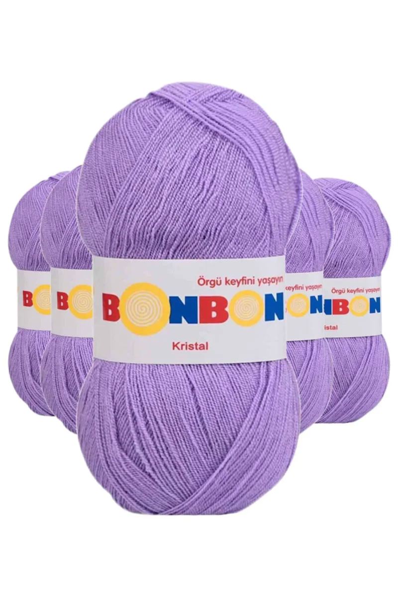 5 Adet Kristal El Örgü Lif İpi Lila 98205 - bonbon mudanis