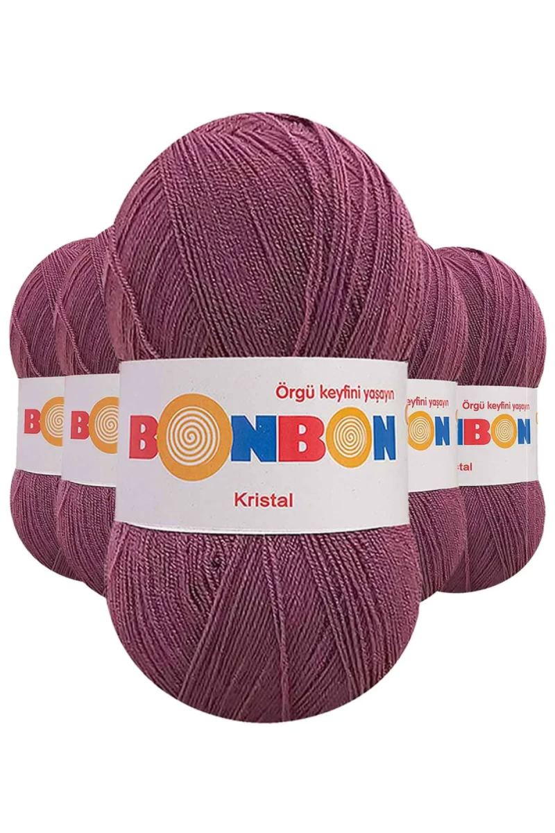 5 Adet Kristal El Örgü Lif İpi Koyu Gül Kurusu 98303 - bonbon mudanis