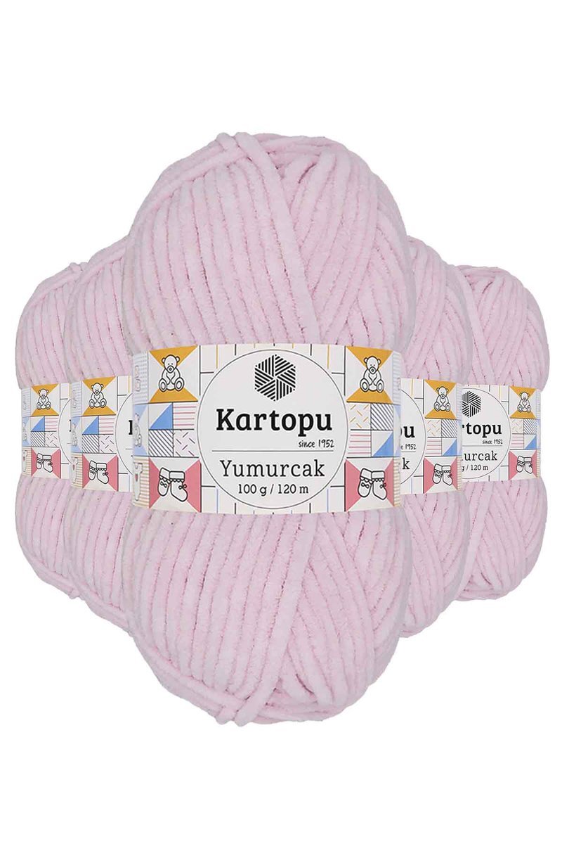 5 Adet Yumurcak Kadife El Örgü İpi Toz Pembe K1562 mudanis