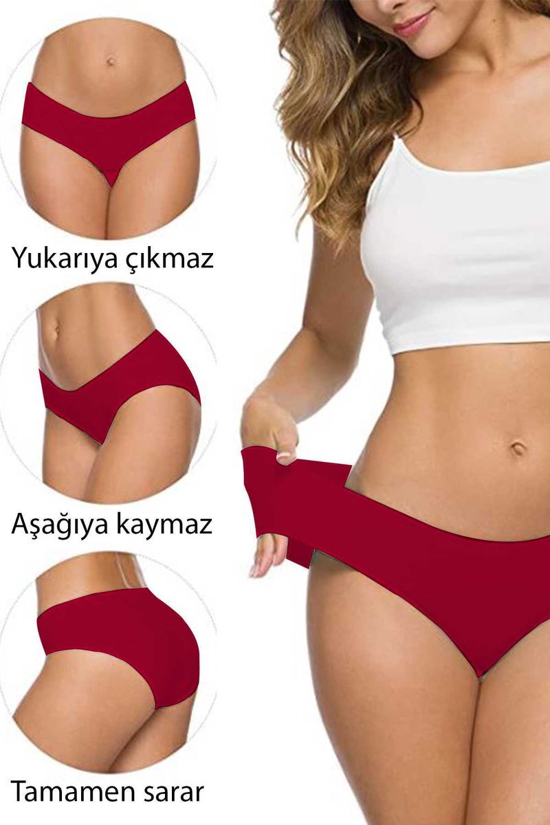 6 Adet Kadın Dikişsiz Lazer Kesim Esnek İz yapmayan Külot S8