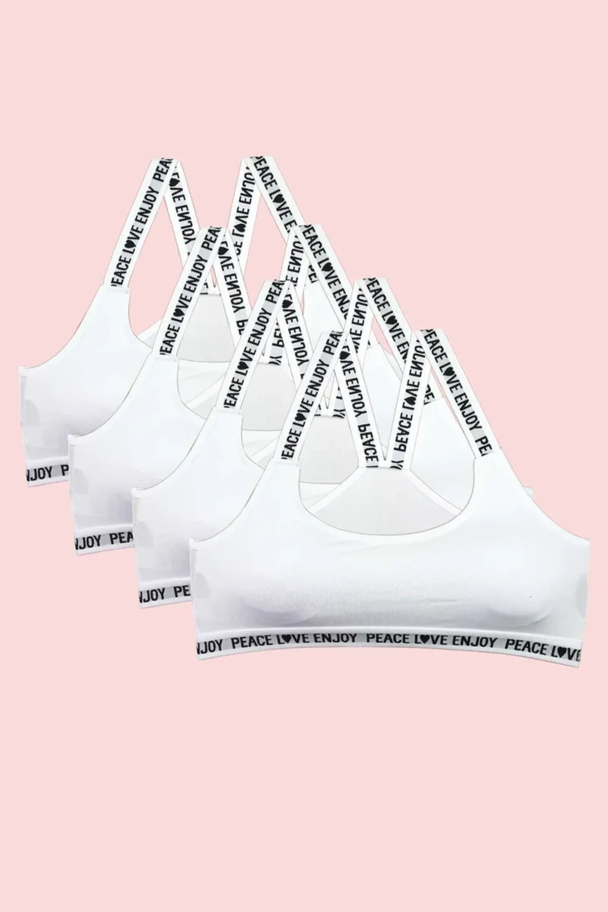 4 Adet Çapraz Kalın Askılı Kadın Sporcu Büstiyer Beyaz