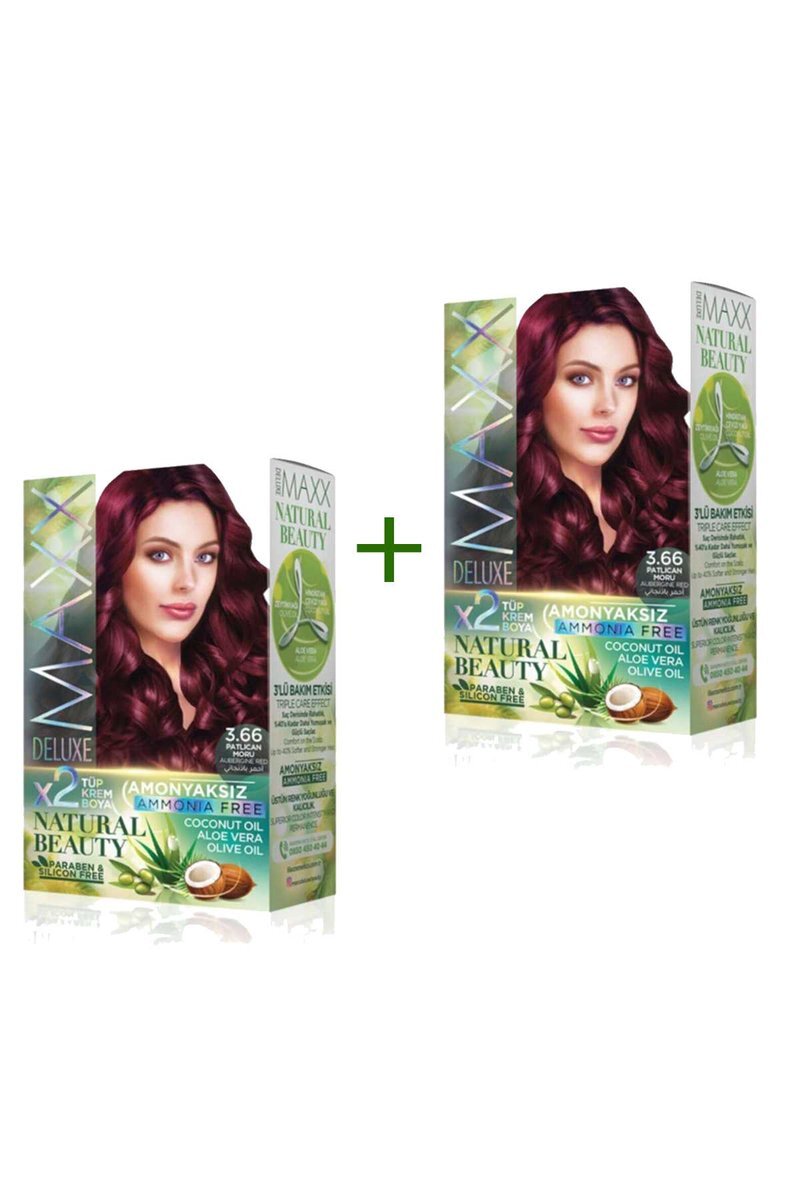 2 Paket Natural Beauty Amonyaksız Saç Boyası 3.66 Patlıcan Moru