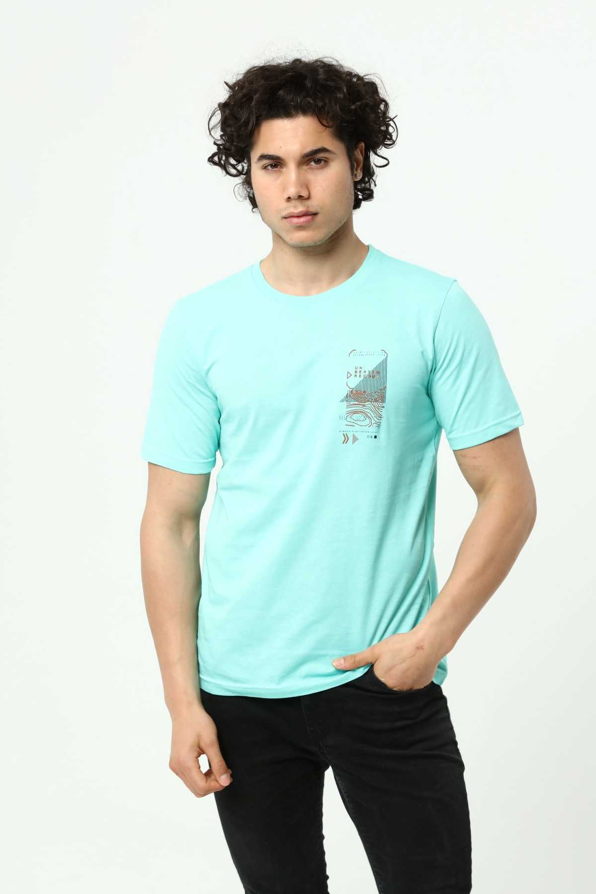 Aqua Green Men's Printed Oversize T-Shirt