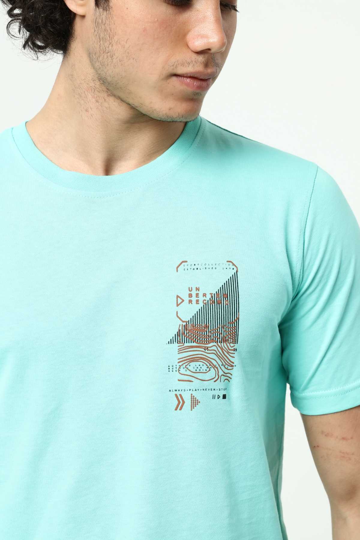 Aqua Green Men's Printed Oversize T-Shirt