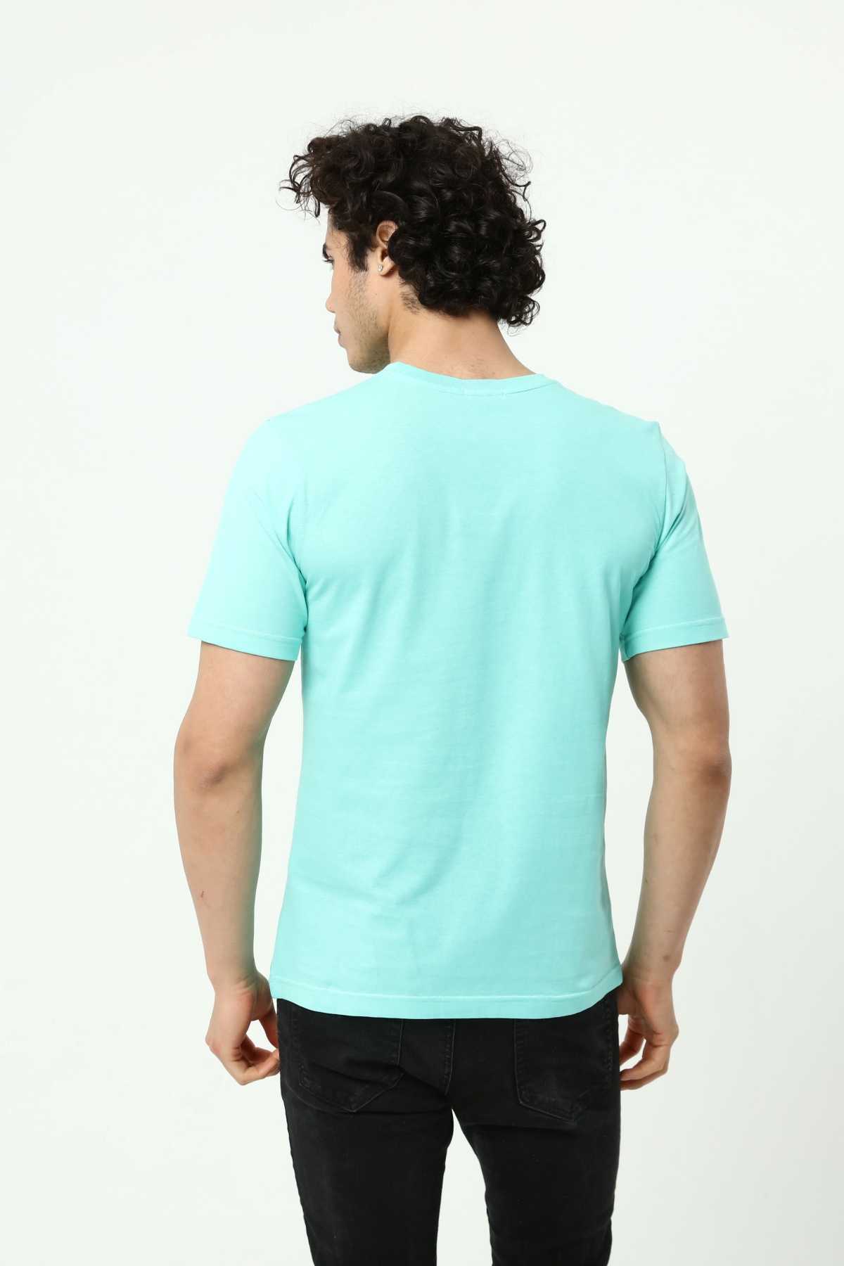 Aqua Green Men's Printed Oversize T-Shirt