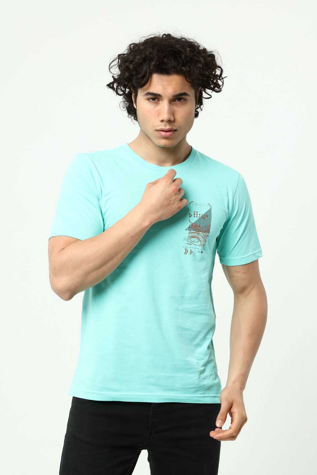 Aqua Green Men's Printed Oversize T-Shirt
