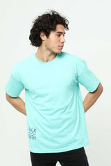 Walk By Faith Printed Aqua Green Men's Oversize T-Shirt
