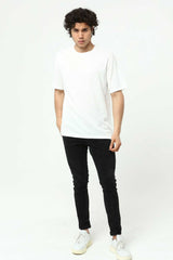 White Men's Basic Oversize Crew Neck Short Sleeve T-Shirt