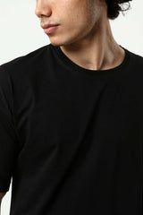 Siyah Erkek Basic Oversize Bisiklet Yaka Kısa Kollu T-Shirt