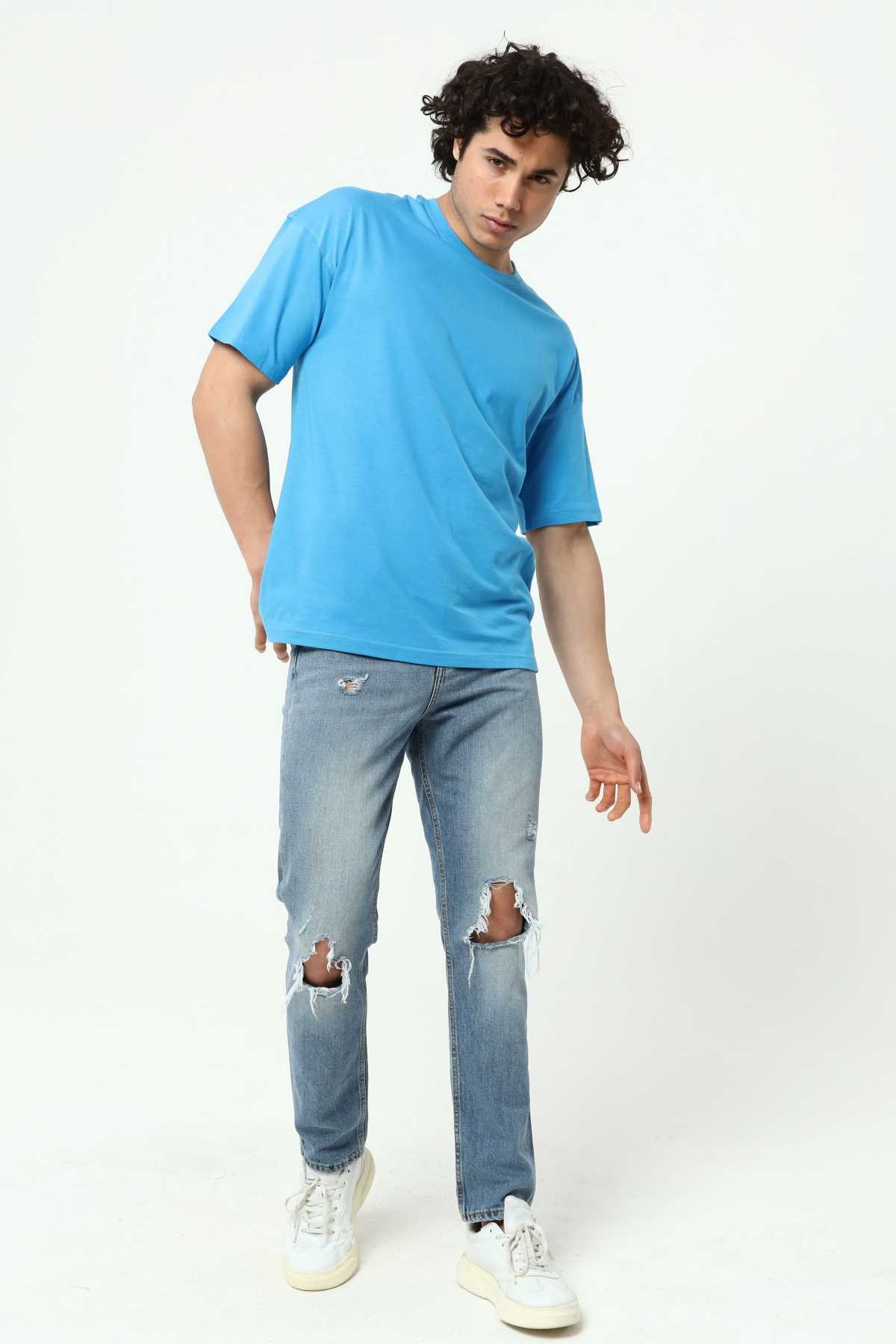 Mavi Erkek Basic Oversize Bisiklet Yaka Kısa Kollu T-Shirt