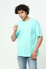 Aqua Green Men's Basic Oversize Crew Neck Short Sleeve T-Shirt