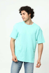 Aqua Green Men's Basic Oversize Crew Neck Short Sleeve T-Shirt