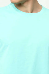 Su Yeşili Erkek Basic Oversize Bisiklet Yaka Kısa Kollu T-Shirt