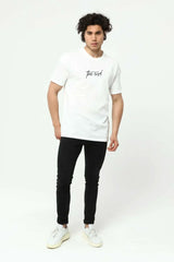 Beyaz The End Nakış 3 Boyut Baskılı Erkek Oversize T-Shirt