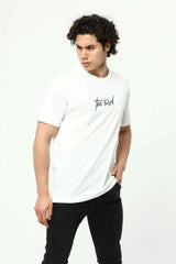 Beyaz The End Nakış 3 Boyut Baskılı Erkek Oversize T-Shirt
