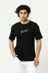 Black The End Embroidered 3D Printed Men's Oversize T-Shirt