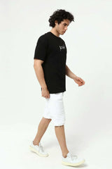 Siyah The End Nakış 3 Boyut Baskılı Erkek Oversize T-Shirt