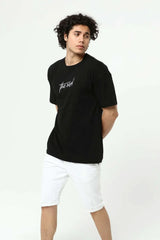 Siyah The End Nakış 3 Boyut Baskılı Erkek Oversize T-Shirt