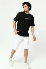 Black The End Embroidered 3D Printed Men's Oversize T-Shirt
