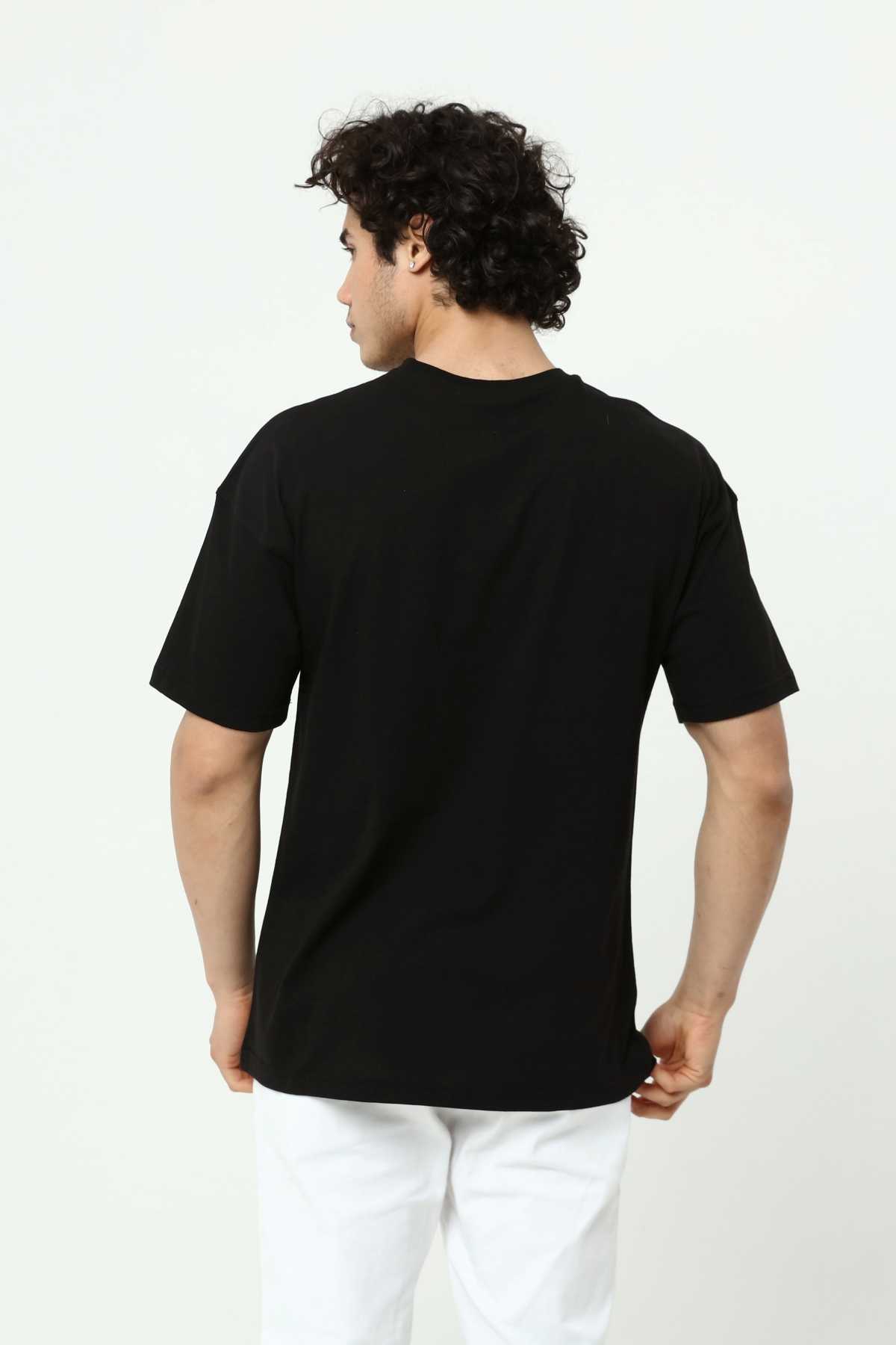 Black The End Embroidered 3D Printed Men's Oversize T-Shirt