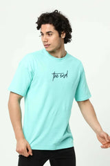 Su Yeşili The End Nakış 3 Boyut Baskılı Erkek Oversize T-Shirt