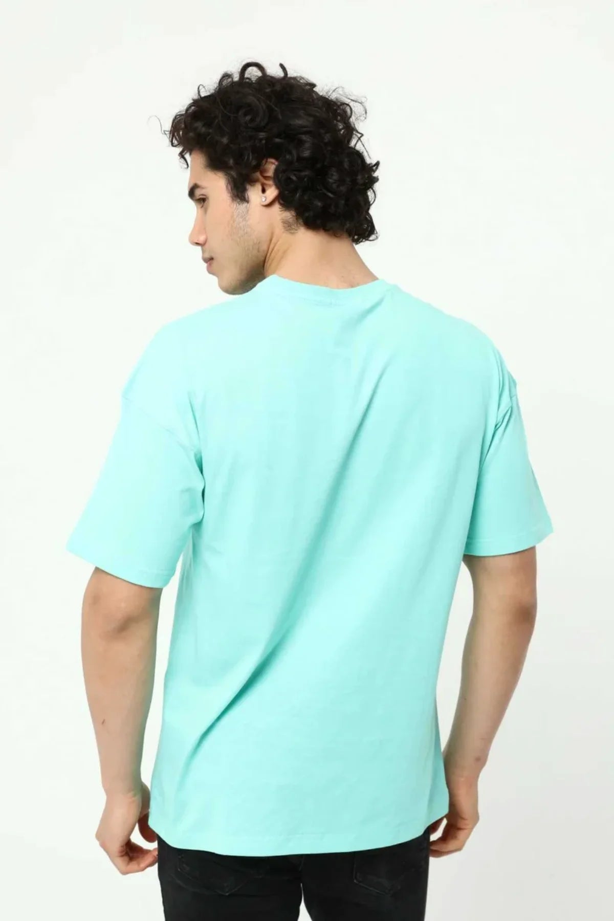 Su Yeşili The End Nakış 3 Boyut Baskılı Erkek Oversize T-Shirt