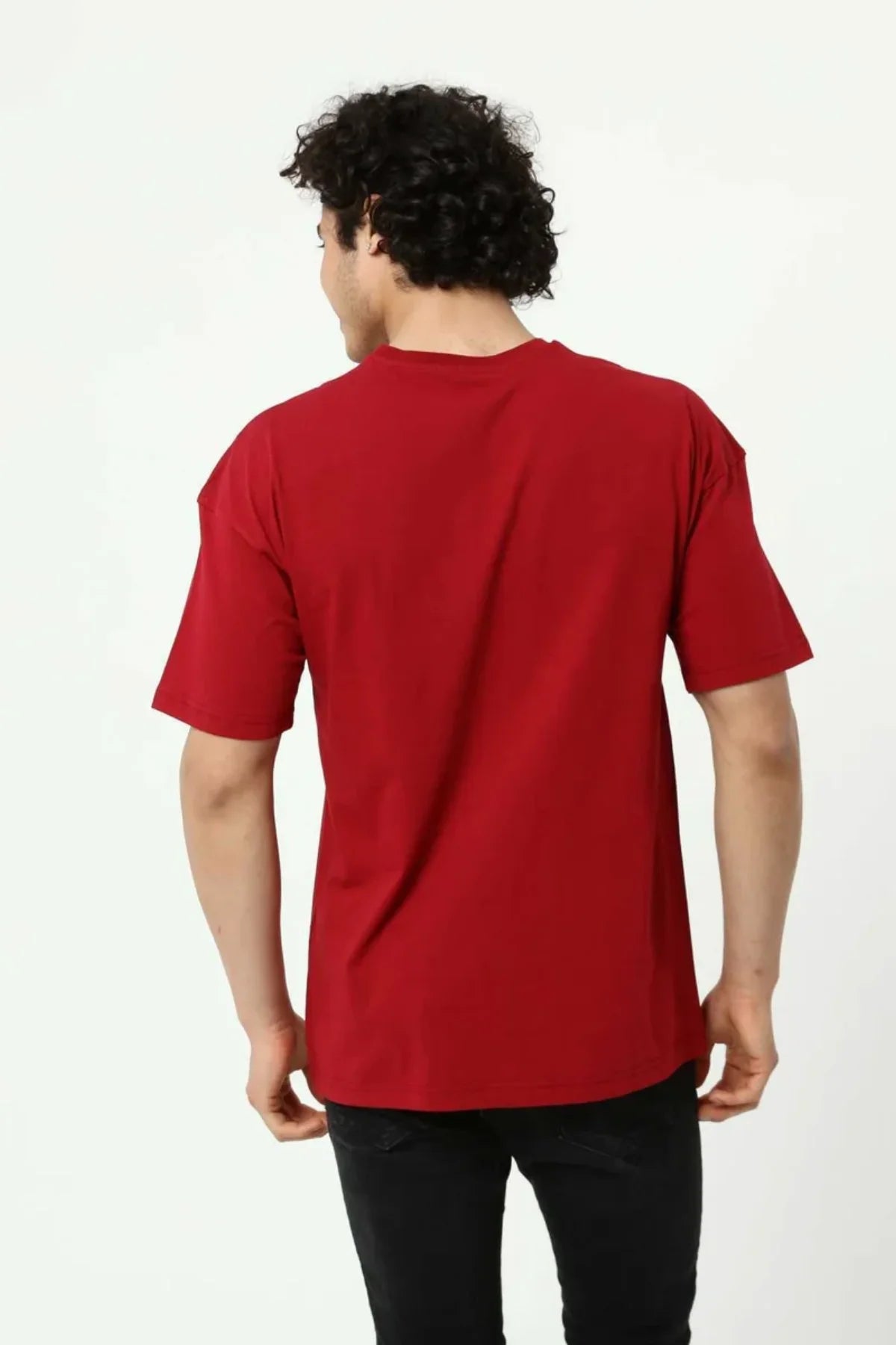 Bordo The End Nakış 3 Boyut Baskılı Erkek Oversize T-Shirt