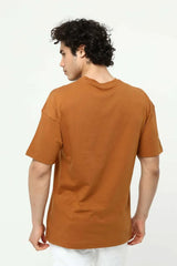 Kahve The End Nakış 3 Boyut Baskılı Erkek Oversize T-Shirt