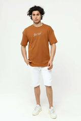 Kahve The End Nakış 3 Boyut Baskılı Erkek Oversize T-Shirt