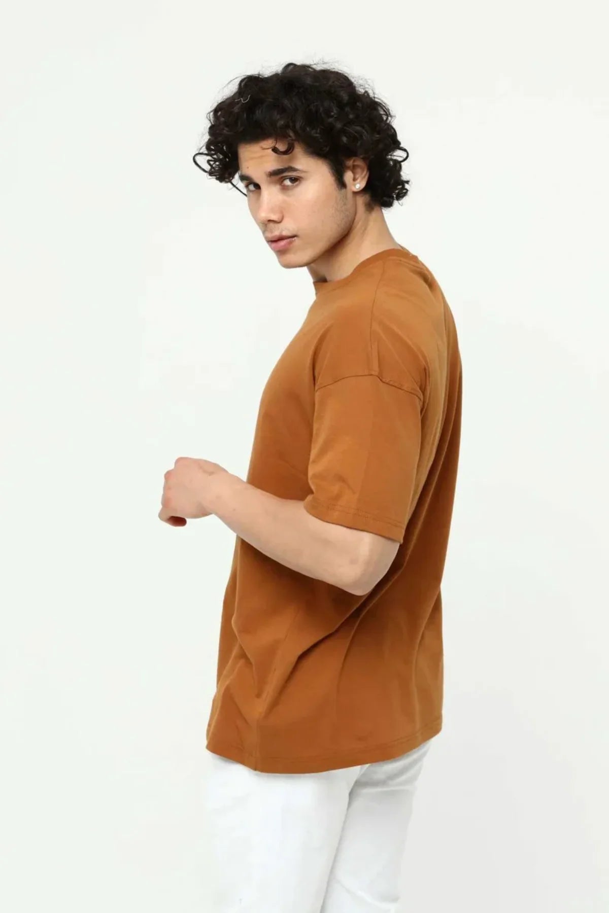 Kahve The End Nakış 3 Boyut Baskılı Erkek Oversize T-Shirt